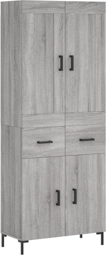 vidaXL Hoge kast 69,5x34x180 cm bewerkt hout grijs sonoma eikenkleurig