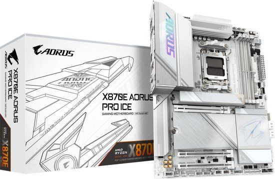 Gigabyte X870E AORUS PRO ICE - Moederbord - Socket AM5 - ATX