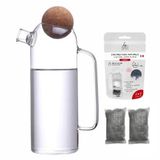 Carafe filtrante verre 1 l – avec charbon actif végétal – filtre à eau naturel – incluant 2 cartouches filtrantes sans plastique