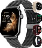 Siltcon Seréa Smartwatch Dames - Smartwatch Heren - Horloge Dames - Stappenteller Horloge Dames - Hartslagmeter - Slaapmonitor - Saturatiemeter - Belfunctie - Geschikt voor iOS/Android - AMOLED - RVS - Elke pols - Incl. 5 Bandjes