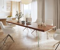 DELIFE Table à manger Edge acacia brun 300x100 XL verre Live-Edge