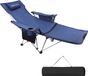 Shenzhen Haorui Industrial Technology Co., Ltd. Chaise de camping pliable avec repose-pieds, chaise longue pliable, chaise de camping multifonctionnelle 2 en 1 avec porte-gobelet et glacière, chaise de plage pliable pour adultes 150 kg camping (bleu)