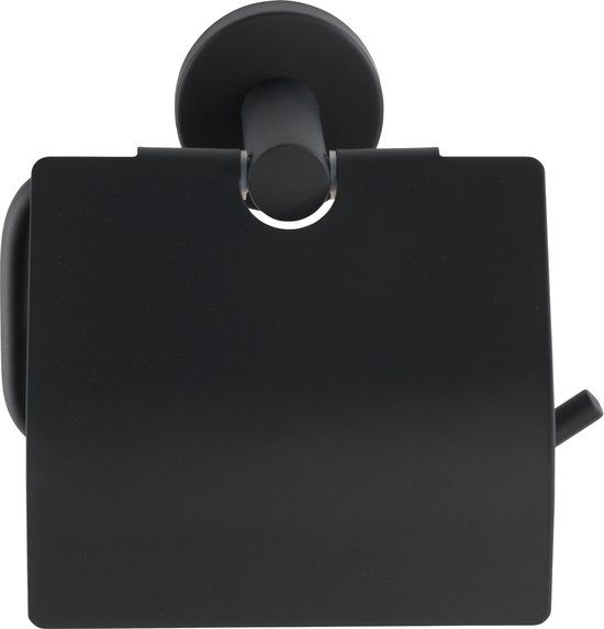 WENKO Bosio Toilet Roll Holder - Matte Black - Wall Mounted - Stainless Steel
