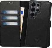 Rosso Elite Hoesje Geschikt voor Samsung Galaxy S25 Ultra | Compatibel met MagSafe / Qi2 | Book Case en Back Cover | Magnetisch Uitneembaar | Echt Leer Beschermhoes met Pasjeshouder | Zwart
