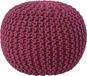Homescapes Rond gebreide poef 100% katoen - pruim - 35x40 cm