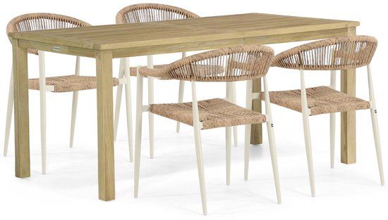 De Laan Projects Tuinset 4 personen 160 cm Aluminium/Rope Taupe