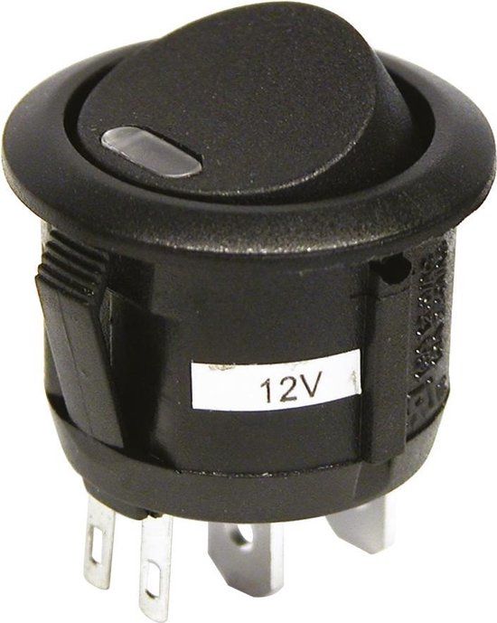 Carpoint Schakelaar On/Off 12V 20A zwart rond - Drukschakelaar