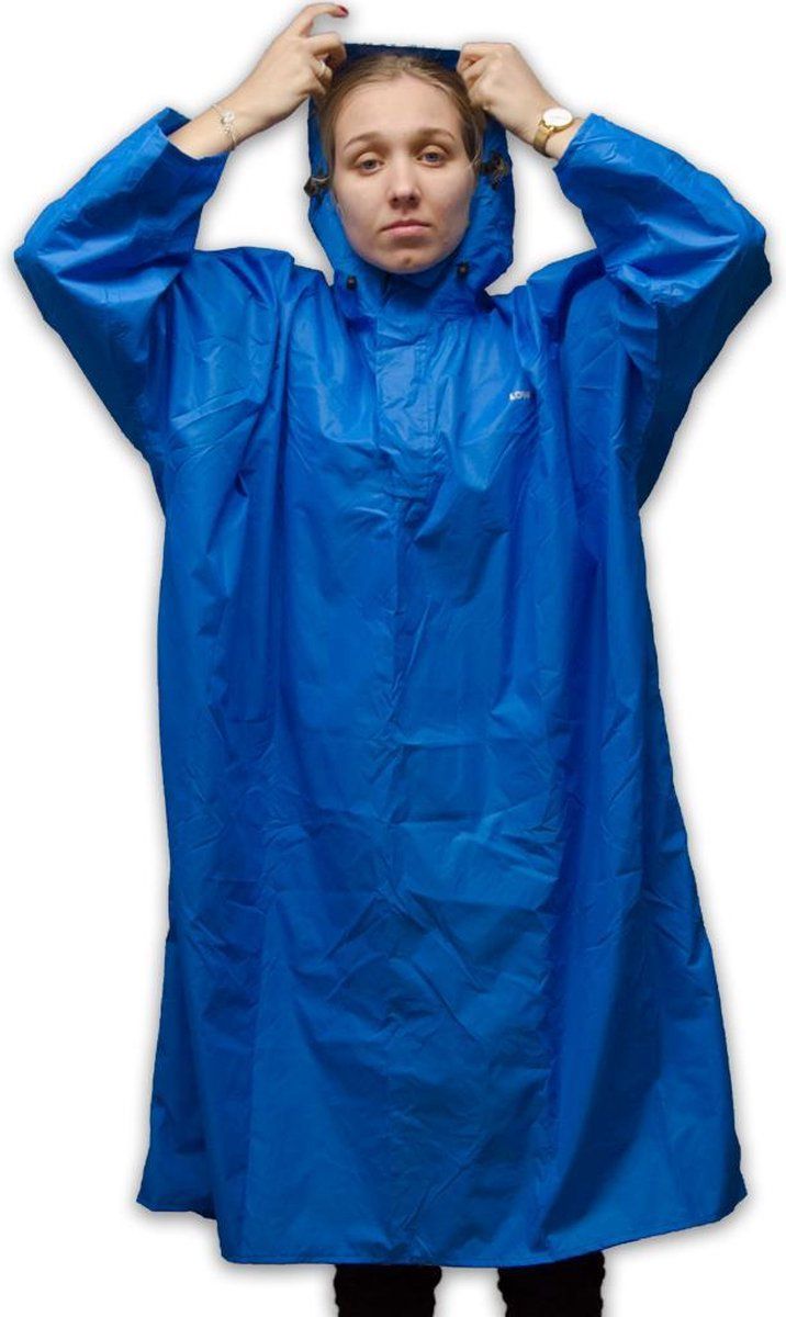 Lowland Outdoor Wandelponcho - 100% waterdicht - ademend - blauw - Large
