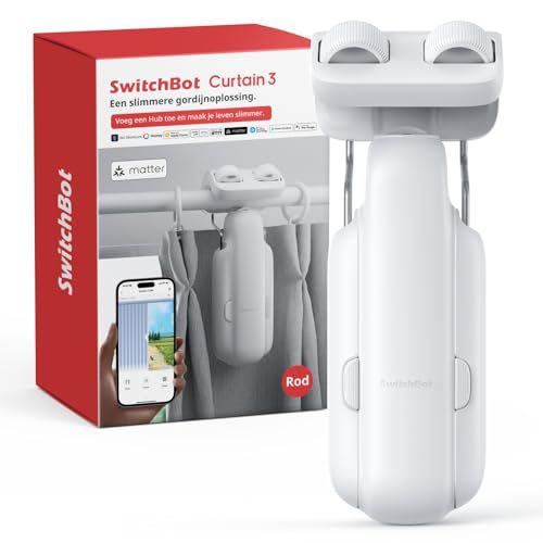 SwitchBot Intelligente gordijnopener – bluetooth-afstandsbediening met app/timer, update van de prestaties, voeg SwitchBot hub toe om het met Alexa, Google Home, HomeKit te werken (Curtain 3, Rod)