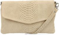 Manfield Beige suède croco clutch