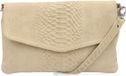 Manfield Beige suède croco clutch