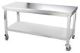 GOLDINOX Plan de travail en acier inoxydable, châssis 1600 x 500 mm, avec roulettes, PREMIUM