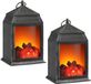 Lanterne d'ambiance sans marque, lot de 2, avec éclairage LED 16 x 14 x 27 cm - Plastique noir