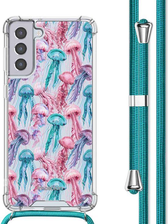 iMoshion Hoesje Samsung Galaxy S21 - Jellyfish Watercolor - Met Koord