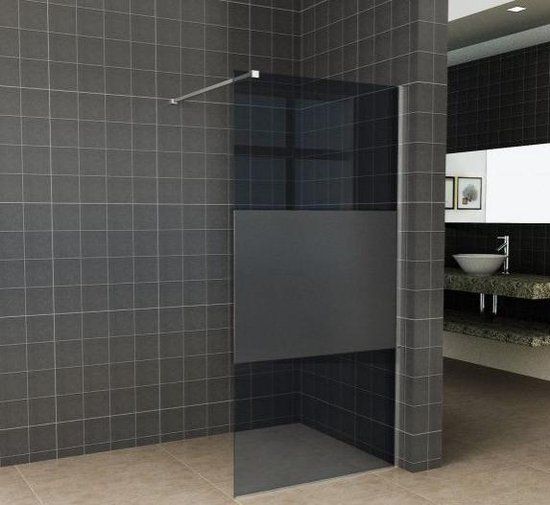 Wiesbaden Slim Inloopdouche - 100x200cm - Rook / Mat Glas - Antikalk - 8mm Veiligheidsglas