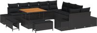 vidaXL Tuinbank - Set - 13 - st - Zwart - poly - rattan