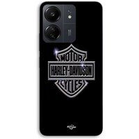 Maniacase Hoesje voor Xiaomi Redmi 13C 4G Harley Davidson-logo motor grijze wielen, zwart front