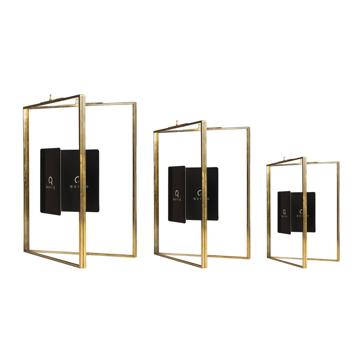 QUVIO Fotolijstjes - Rechthoek - Set van 3 - Goud - Staal - Glas - 15 x 20,5 cm + 13 x 18 cm + 10,5 x 15,5 cm