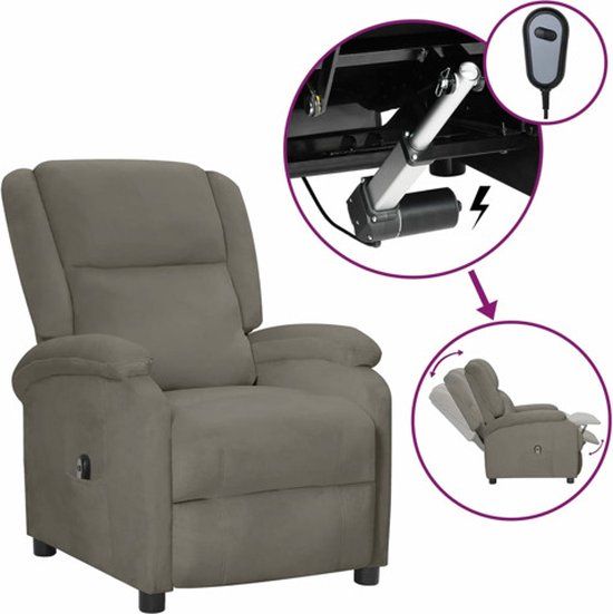 vidaXL Fauteuil elektrisch verstelbaar stof lichtgrijs