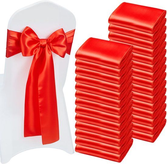 VEVOR Satijnen Stoelriemen met Strikken, 100 Stuks, Rood