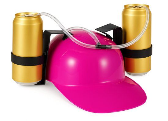 Merkloos Relaxdays Feest drinkhelm - voor 2 blikjes - met slang - roze