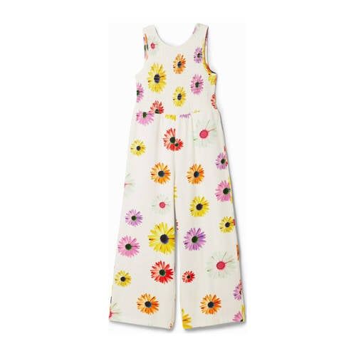 Desigual Gebloemde Jumpsuit Wit/Roze/Geel