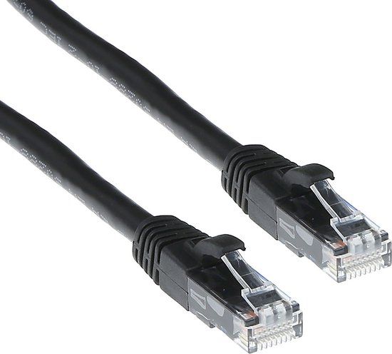 ACT Zwarte 20 meter U/UTP CAT6A patchkabel snagless met RJ45 connectoren IB2920