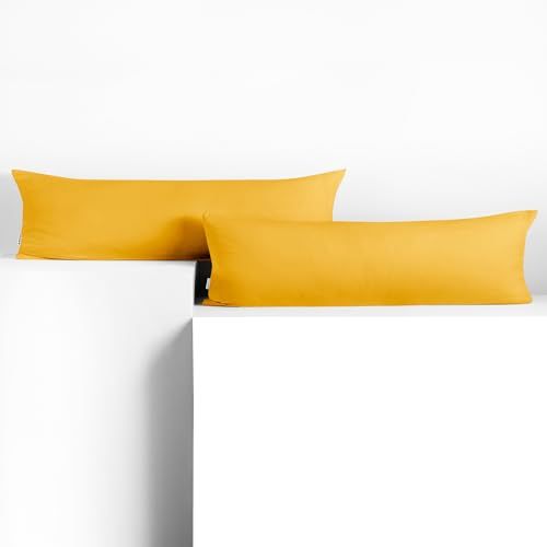DecoKing Amber-kussenslopen 40 x 200 cm, katoen, rits, geel, 2 stuks