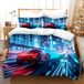 TRANKIELO® - Ensemble de literie pour enfants 200 x 200 cm – Microfibre, motif de voiture de course – Inclut 2 taies d'oreiller