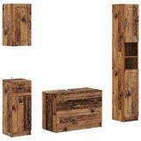 vidaXL - 4-delige - Badkamerkast - Set - UTRECHT - Oud - hout - Bewerkt - hout