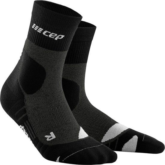 CEP Hiking Merino Mid-Cut Compressie Sokken - Dames - Donkergrijs/Lichtgrijs (34-37)