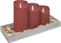 Bol Dienblad met steentjes en 3x stuks LED kaarsen - roze - 14 x 40 cm