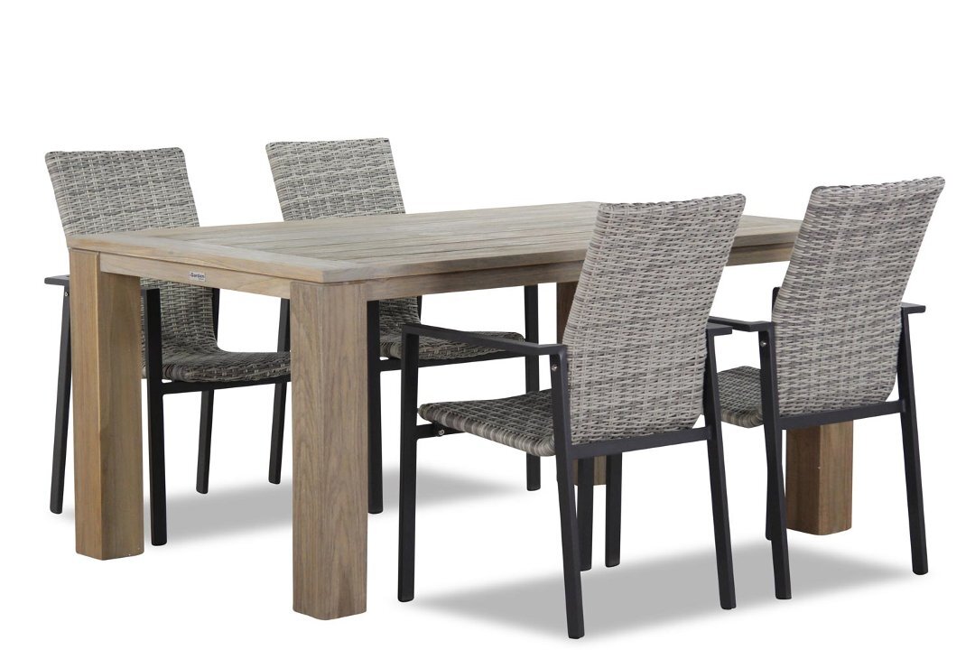 Lifestyle Garden Furniture Upton/Brighton 165cm dining tuinset 5-delig stapelbaar