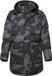 JP 1880 - Heren - Doorgestikte Parka met Camouflageprint, Capuchon en Trekkoord in de Taille - Zwart - Maat XXL