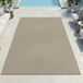 Tapis d'extérieur avec motif graphique à rayures, résistant aux intempéries, adapté pour terrasse et balcon, couleur beige, dimensions : 120 x 170 cm