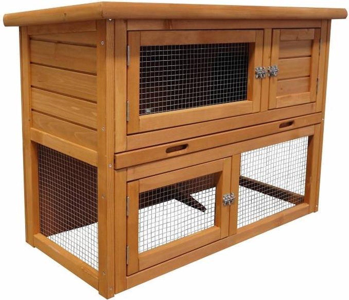 Duvo+ Woodland Barnie - Konijnenhok - 95 x 45 x 70 cm - bruin