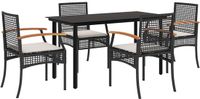 vidaXL 5-delige Tuinset met Kussens, Zwart, Polyrattan