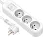 Electraline Multiprise 3 voies - Interrupteur et fiche plate - 1,5 m - Blanc