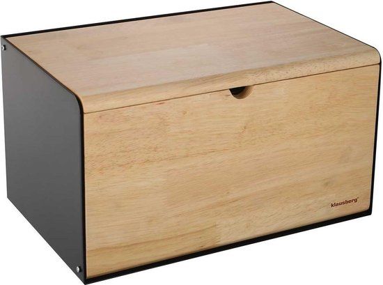 KLAUSBERG Broodtrommel KB-7386 - Zwart/Houtkleur - 14 l