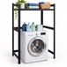 Merkloos Relaxdays Wasmachinerek - 90x120x60 cm - zwart-bruin - met opbergruimte