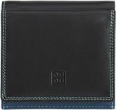DuDu Flavio Portemonnee Leder 9.5 cm - Unisex - Staand formaat - black pop