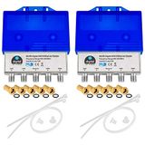 HB-DIGITAL 2X HQ DiseqC commutateur 4/1 avec boîtier résistant aux intempéries 4X SAT LNB 1 x participant/récepteur pour Full HDTV 3D 4K UHD + 10 x connecteur F plaqué or plaqué or