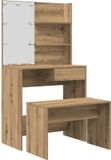 vidaXL Kaptafelset met LED-verlichting, bewerkt hout, artisanaal eiken