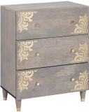 vidaXL Dressoir Grijs en Goud 60 x 33 x 75 cm Massief Mangohout