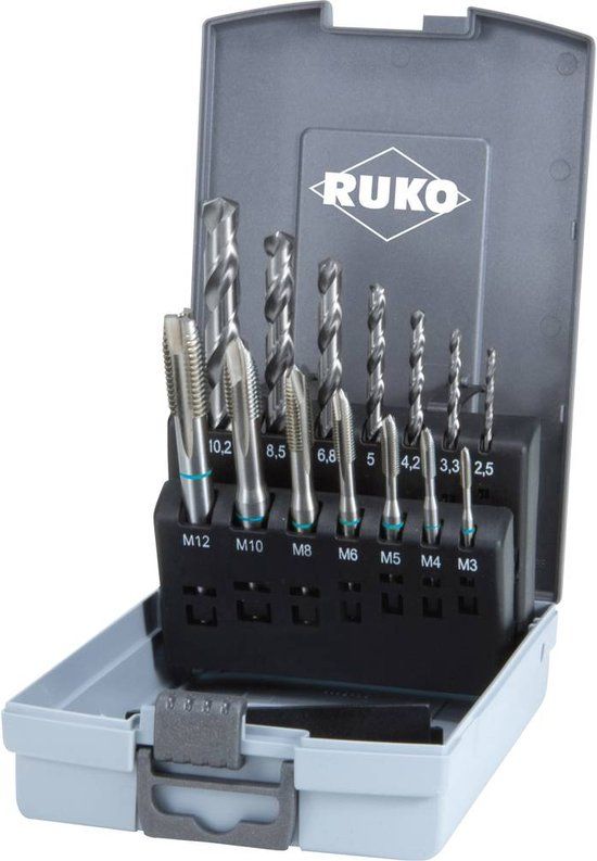 RUKO Machinetapboorset 14-delig metrisch DIN 371, DIN 376 HSS