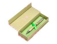 BELIUS Balpen INK DREAMS aluminium kleur matcha groen en roze zilver print binnen inkt blauw design box