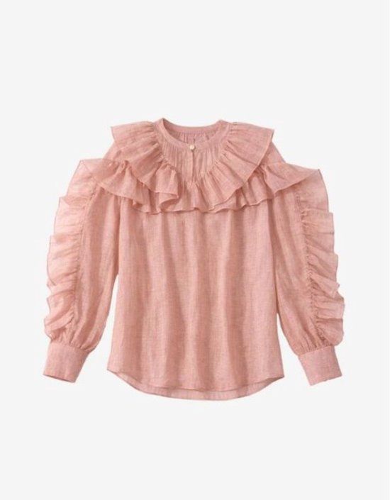 NIKKIE Dames blouse, Maat 40, Katoen, Gestreept, BLUSH