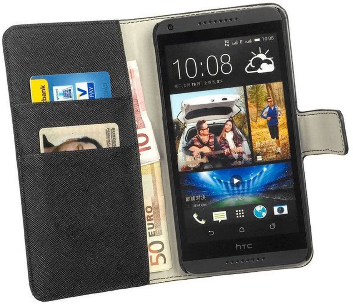LELYCASE HC Zwart HTC Desire 516 Bookcase Flip case Wallet Telefoonhoesjes