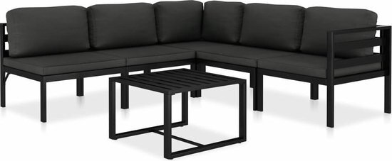 vidaXL 6-delige Loungeset met kussens aluminium antraciet