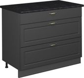 Vicco Keukenonderkast Fame-Line, Anthrazit-Gold Landhaus/Antraciet, 100 cm, WB Antraciet